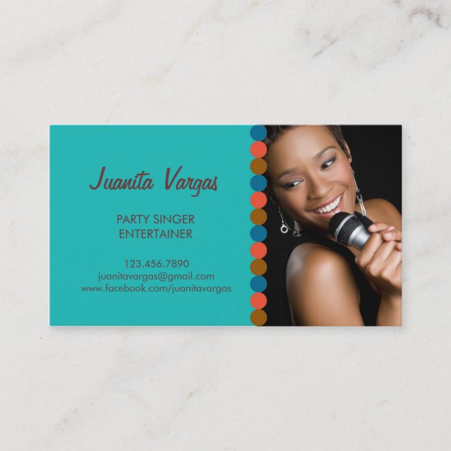 Music Wedding Singer Photo Business Card (Front)