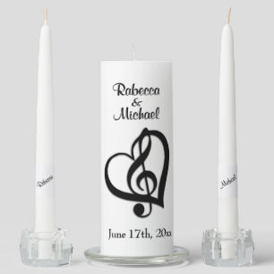 Music Wedding Theme Personalized 2 Unity Candle Set