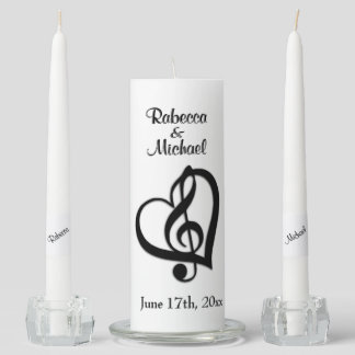 Music Wedding Theme Personalized 2 Unity Candle Set
