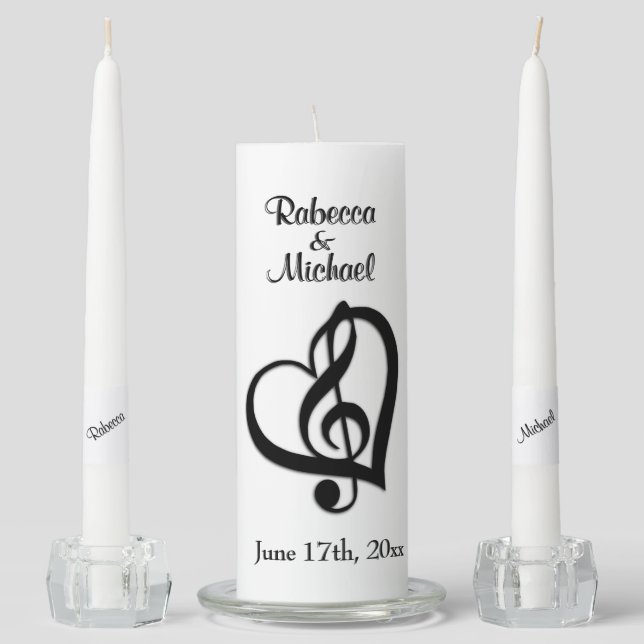 Music Wedding Theme Personalized 2 Unity Candle Set (Front)