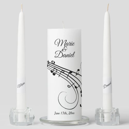 Music Wedding Theme Personalized Unity Candle Set