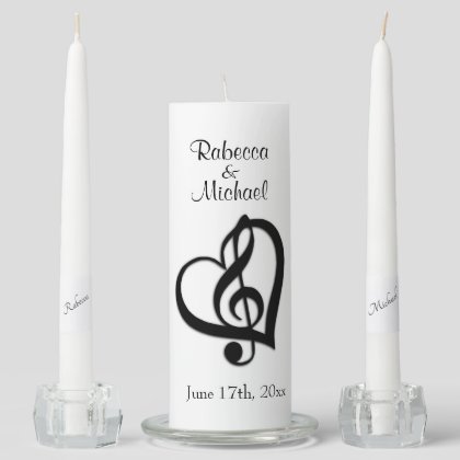 Music Wedding Theme Personalized Unity Candle Set