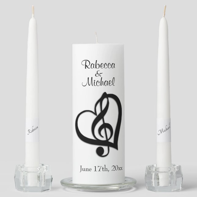 Music Wedding Theme Personalized Unity Candle Set (Front)