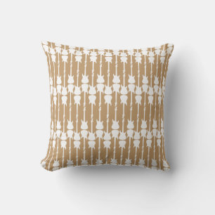 Music White Electric Guitar Stripes, Camel Brown Throw Pillow