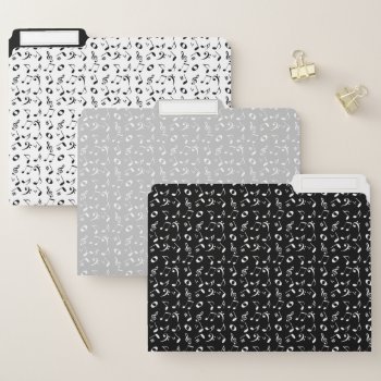 Music White On Black Notes Theme Pattern Name File Folder by hhbusiness at Zazzle