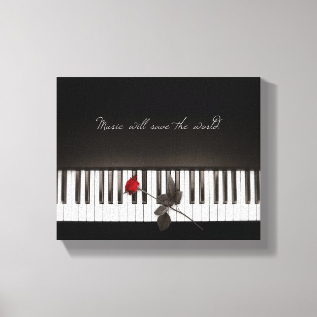Music Will Save The World - Rose Piano canvas Print (Front)
