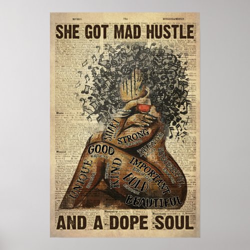Music Wine Lover She Got Mad Hustle  A Dope Soul Poster