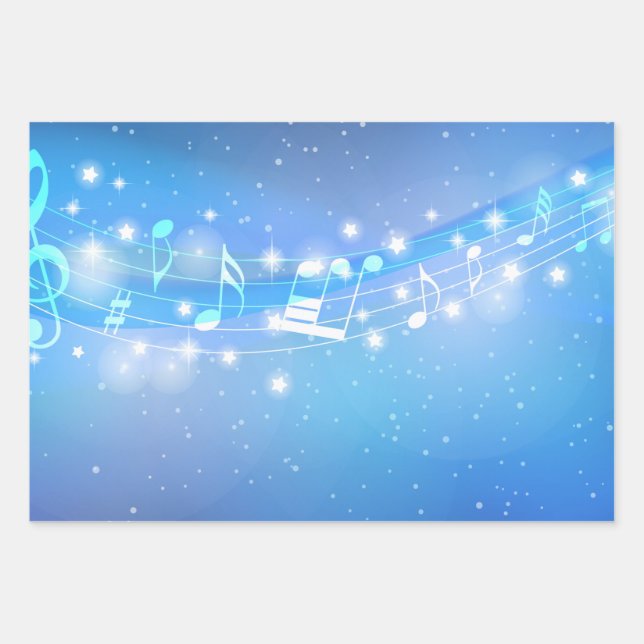 Music with stars background wrapping paper sheets (Front 2)