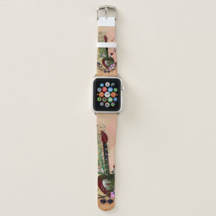 Music, wonderful heart guitar with flowers, birds apple watch band