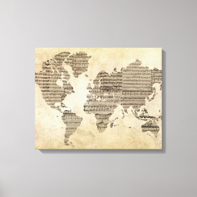 Music World Map Canvas Print (Front)
