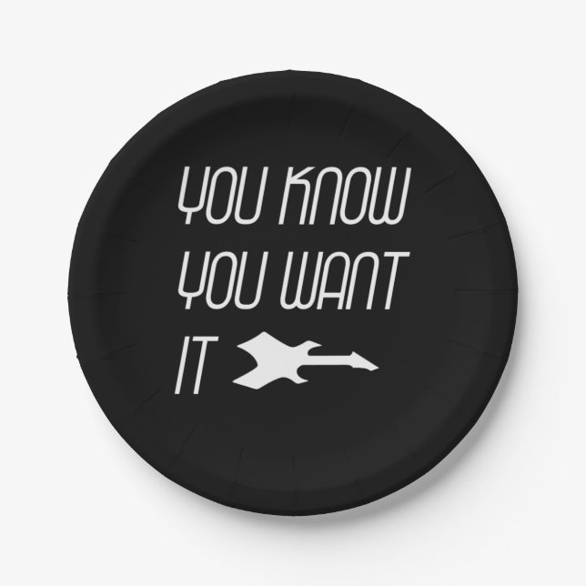 Music You Know You Want Guitar Paper Plates (Front)