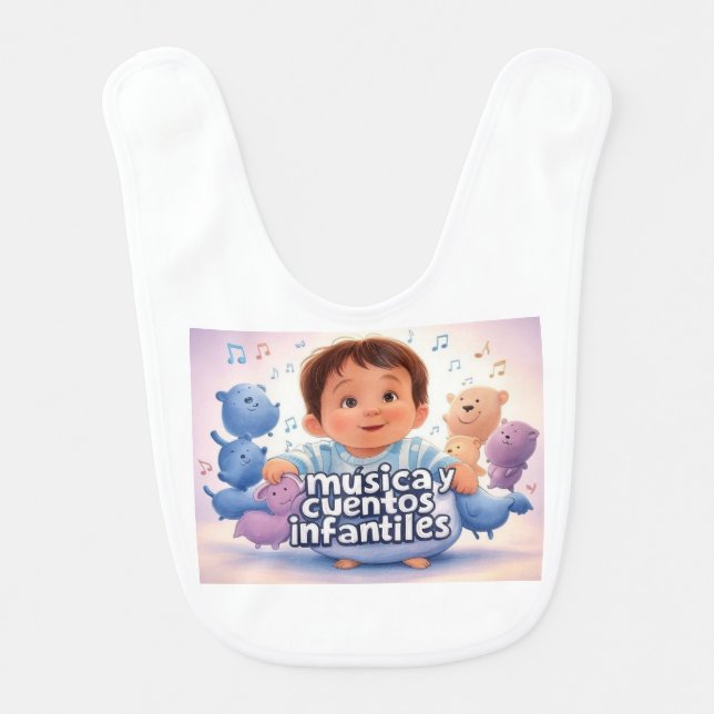 Música y cuentos infantiles baby bib (Front)