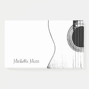 Musical Abstract Guitar Modern Black White Post-it Notes