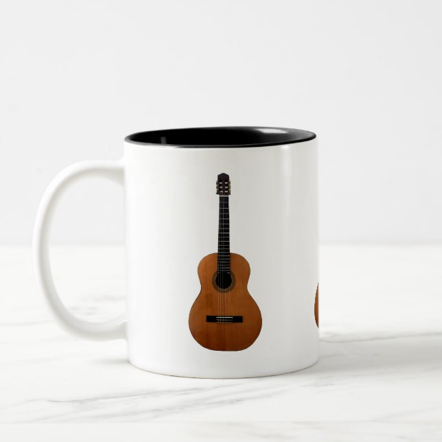 Musical Abstract Guitars Cool Two-Tone Coffee Mug (Left)