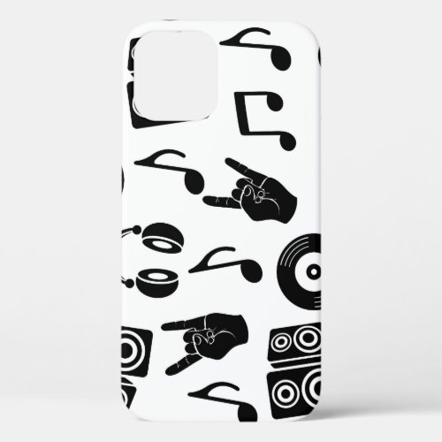 Musical Accessories Monochrome Vintage Pattern iPhone 12 Case