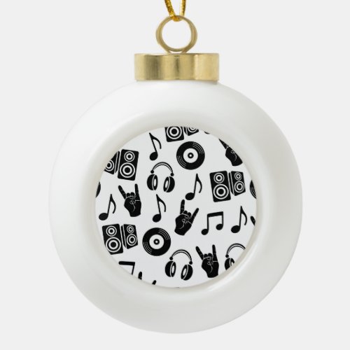 Musical Accessories Monochrome Vintage Pattern Ceramic Ball Christmas Ornament