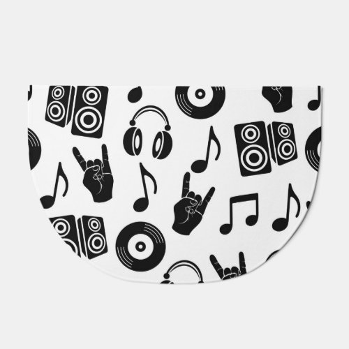 Musical Accessories Monochrome Vintage Pattern Doormat