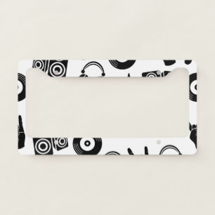 Musical Accessories: Monochrome Vintage Pattern. License Plate Frame