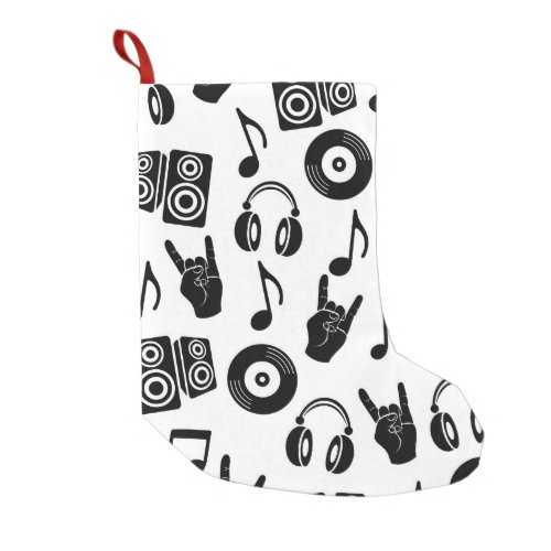 Musical Accessories Monochrome Vintage Pattern Small Christmas Stocking