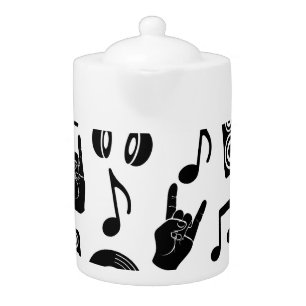 Musical Accessories: Monochrome Vintage Pattern. Teapot