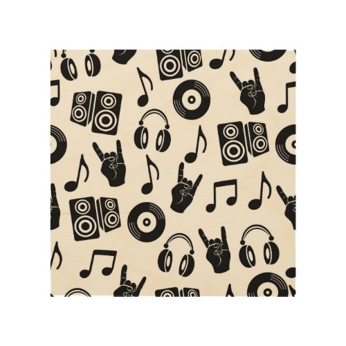 Musical Accessories Monochrome Vintage Pattern Wood Wall Art