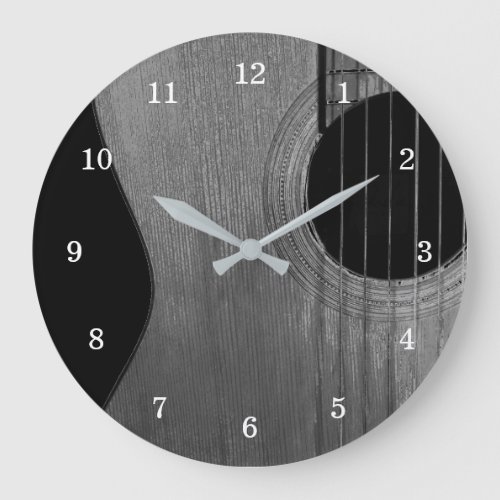 Musical Acoustic Guitar Abstract Large Clock
