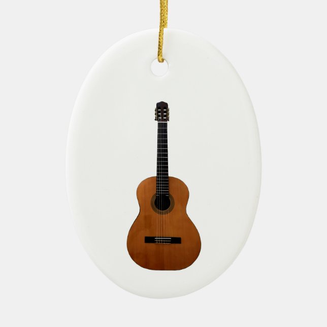 Musical Acoustic Guitar Christmas Ceramic Ornament (Front)