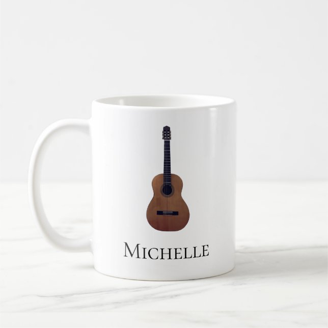 Musical Acoustic Guitar Personalized Coffee Mug (Left)