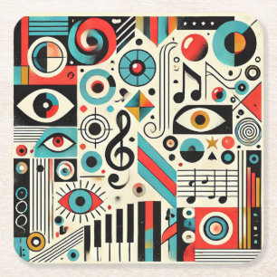 Musical and Artistic Elements Square Paper Coaster