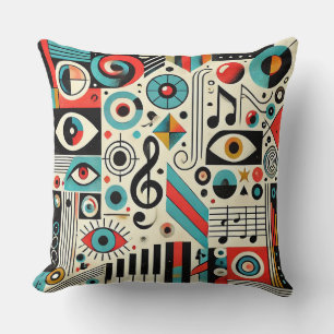Musical and Artistic Elements Throw Pillow
