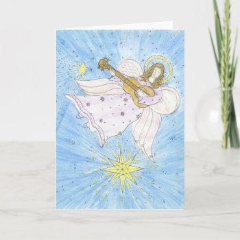 Musical Angel Holiday Card by Camels_Gifts at Zazzle