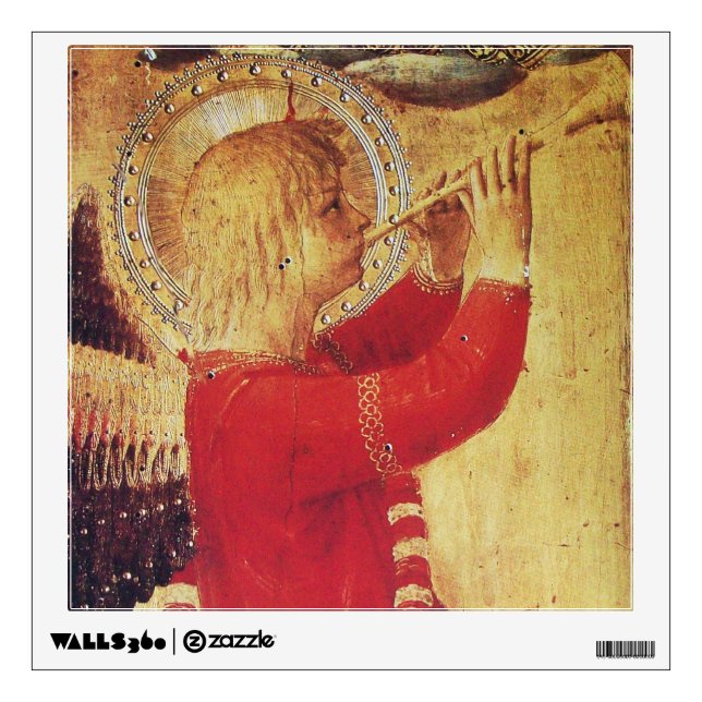 MUSICAL ANGEL IN GOLD AND RED WALL STICKER (Front)