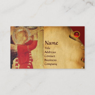 MUSICAL ANGEL IN RED AND GOLD BUSINESS CARD