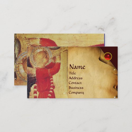 MUSICAL ANGEL IN RED AND GOLD BUSINESS CARD