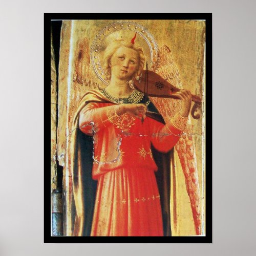 MUSICAL ANGEL IN RED AND GOLD POSTER