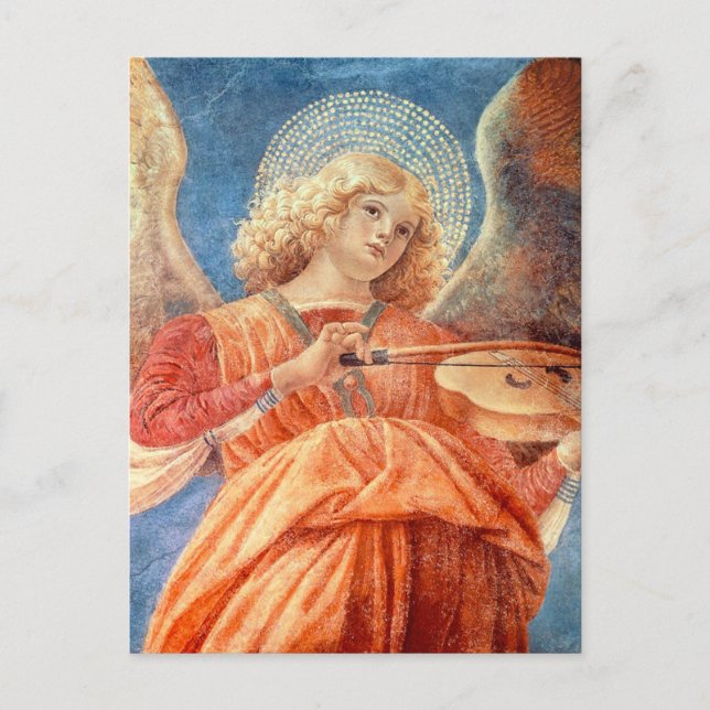 Musical angel playing the violin fresco postcard (Front)