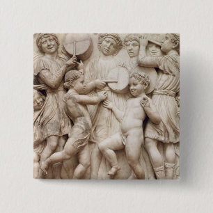 Musical angels, relief from the Cantoria Pinback Button