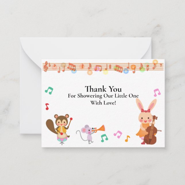Musical Animal Thank You Cards (Front)