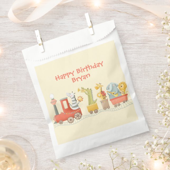 Musical Animal Train Birthday Favor Bag (Clipped)