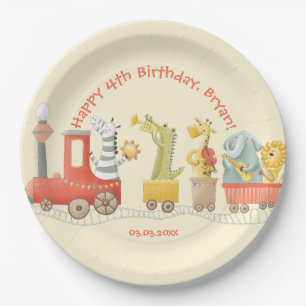 Musical Animal Train Birthday Paper Plates