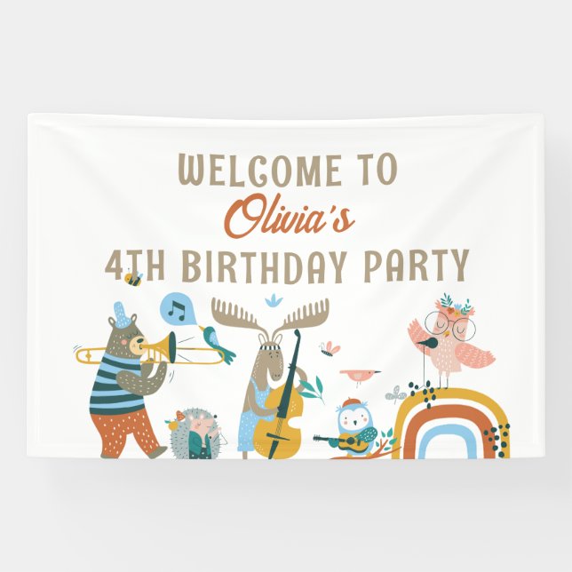 Musical Animals Birthday  Banner (Horizontal)
