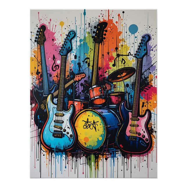 Musical Beats Graffiti Poster (Front)