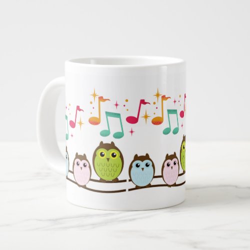 Musical Bird Owl Singing Tree Animal Giant Coffee Mug