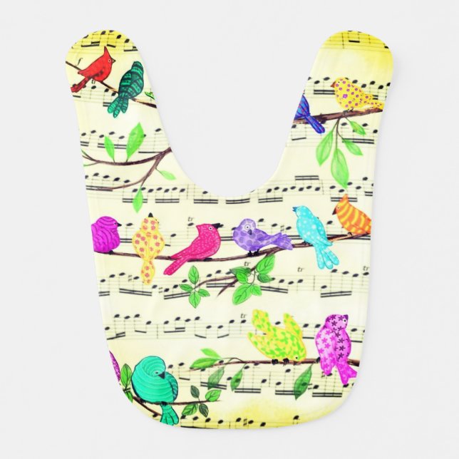 Musical Birds Baby Bib (Front)