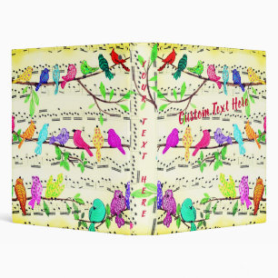 Musical Birds Binder with Custom Text Name