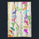 Musical Birds Kitchen Towel<br><div class="desc">Kitchen Towels with Cute Colorful Musical Birds Symphony - Happy Song - Spring Melody Drawing - Customizable - Choose / Add Your Unique Text / Font / Color - Make Your Special Towel Gift - Resize and move or remove and add elements / image with customization tool ! - Drawing...</div>