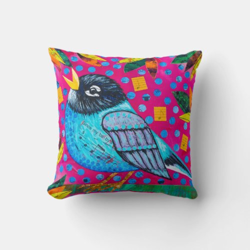 Musical Birds Throw Pillow