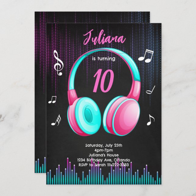 Musical Birthday Invitation (Front/Back)