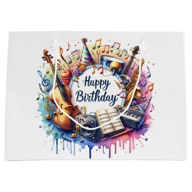 Musical Birthday Large Gift Bag (Front)