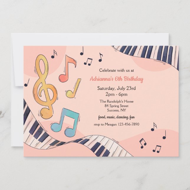 Musical Birthday Party Invitation (Front)
